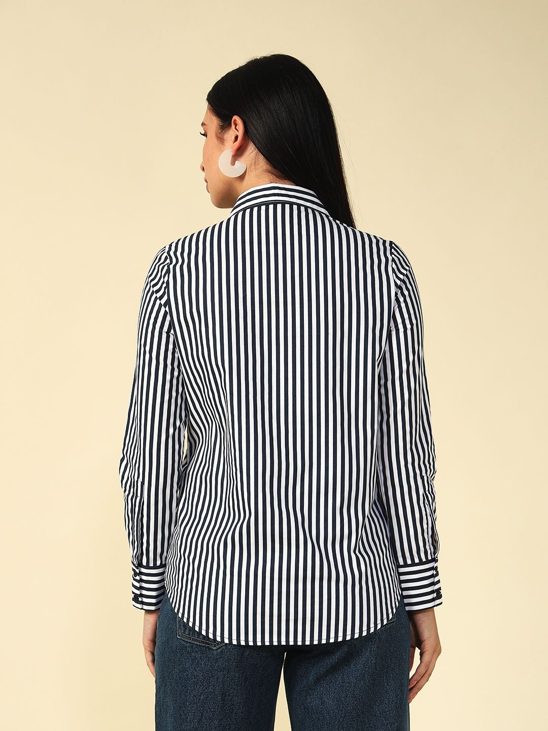 Navy Blue Formal Spread Collar Shirt Beatnik