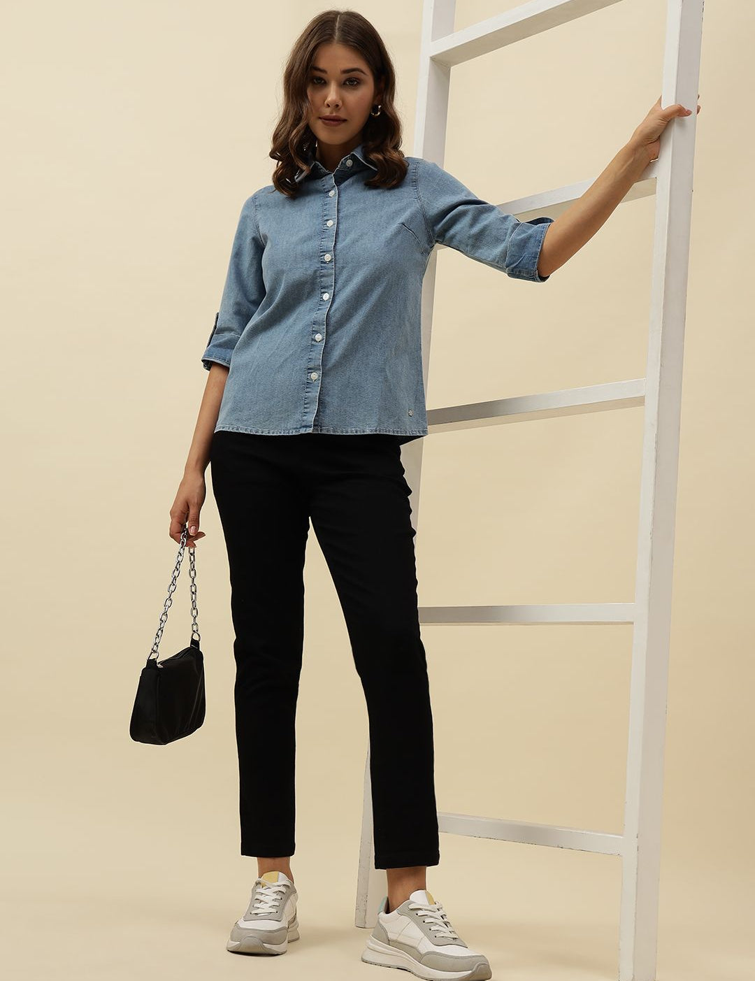 Denim Blue Western Spread Collar Shirt Beatnik