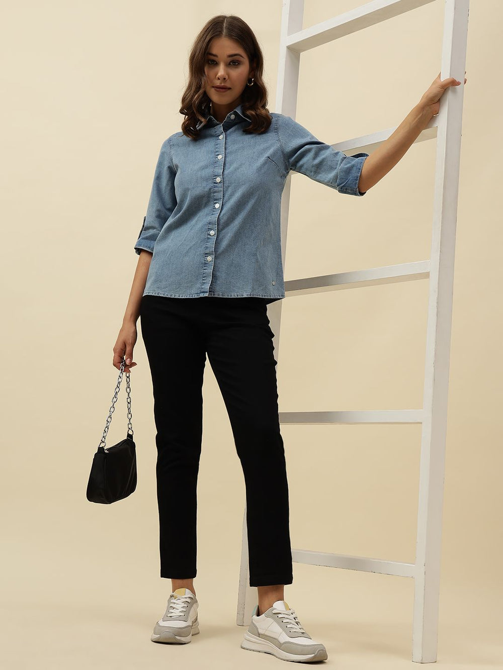 Denim Blue Western Spread Collar Shirt Beatnik