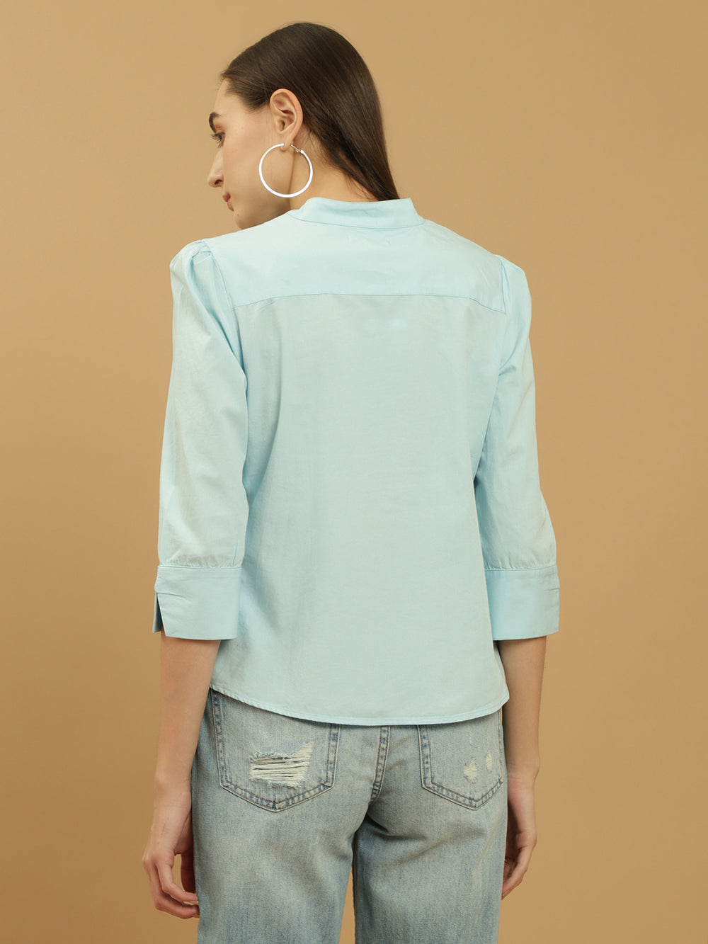 Beatnik Cotton Mandarin Collar Shirt Beatnik India