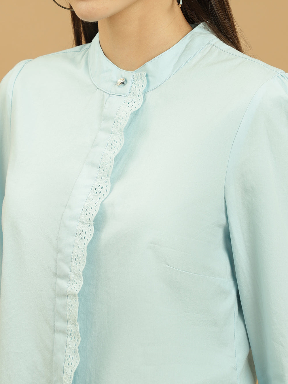 Beatnik Cotton Mandarin Collar Shirt Beatnik India