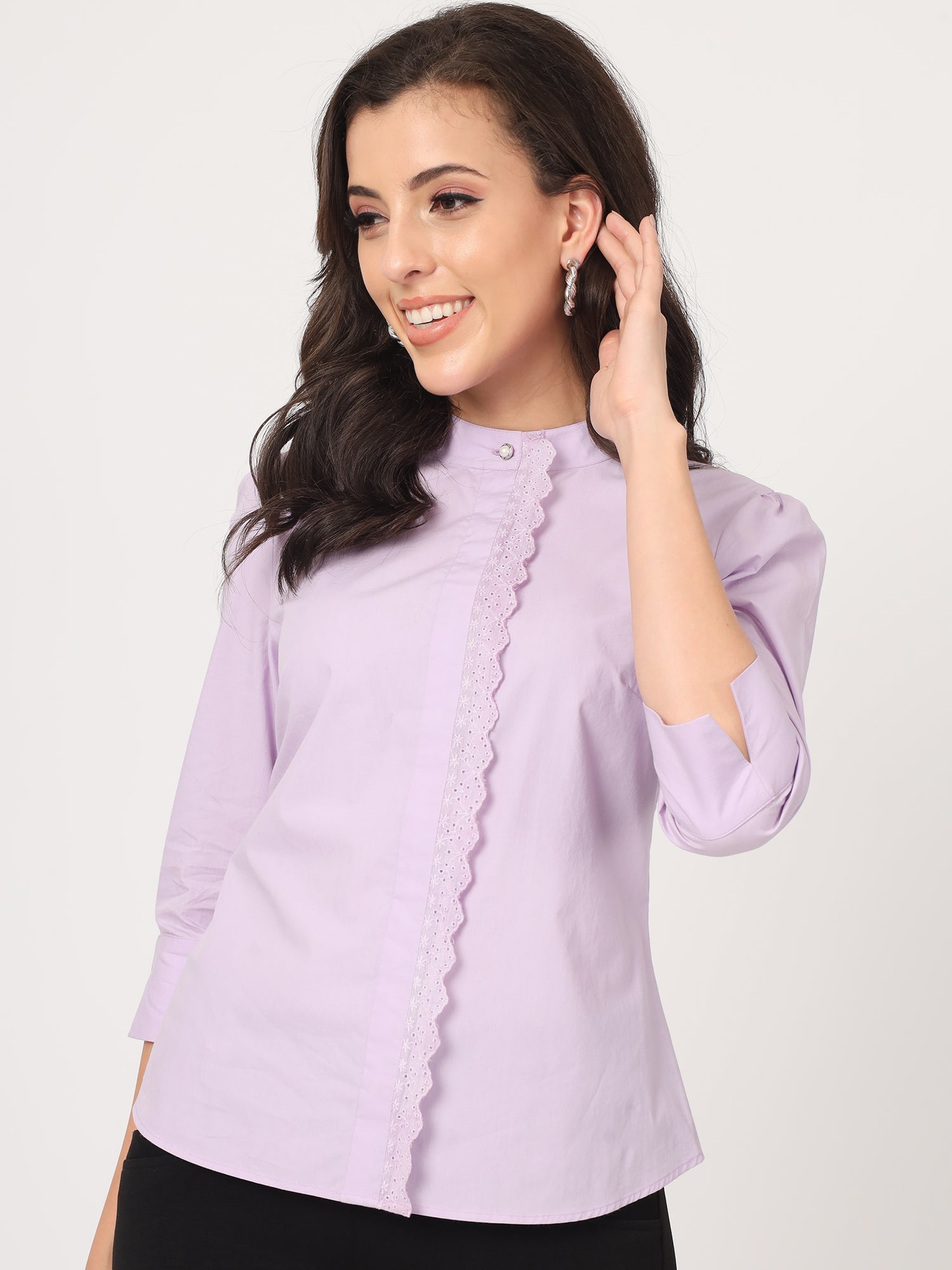 Beatnik Cotton Mandarin Collar Shirt Beatnik India