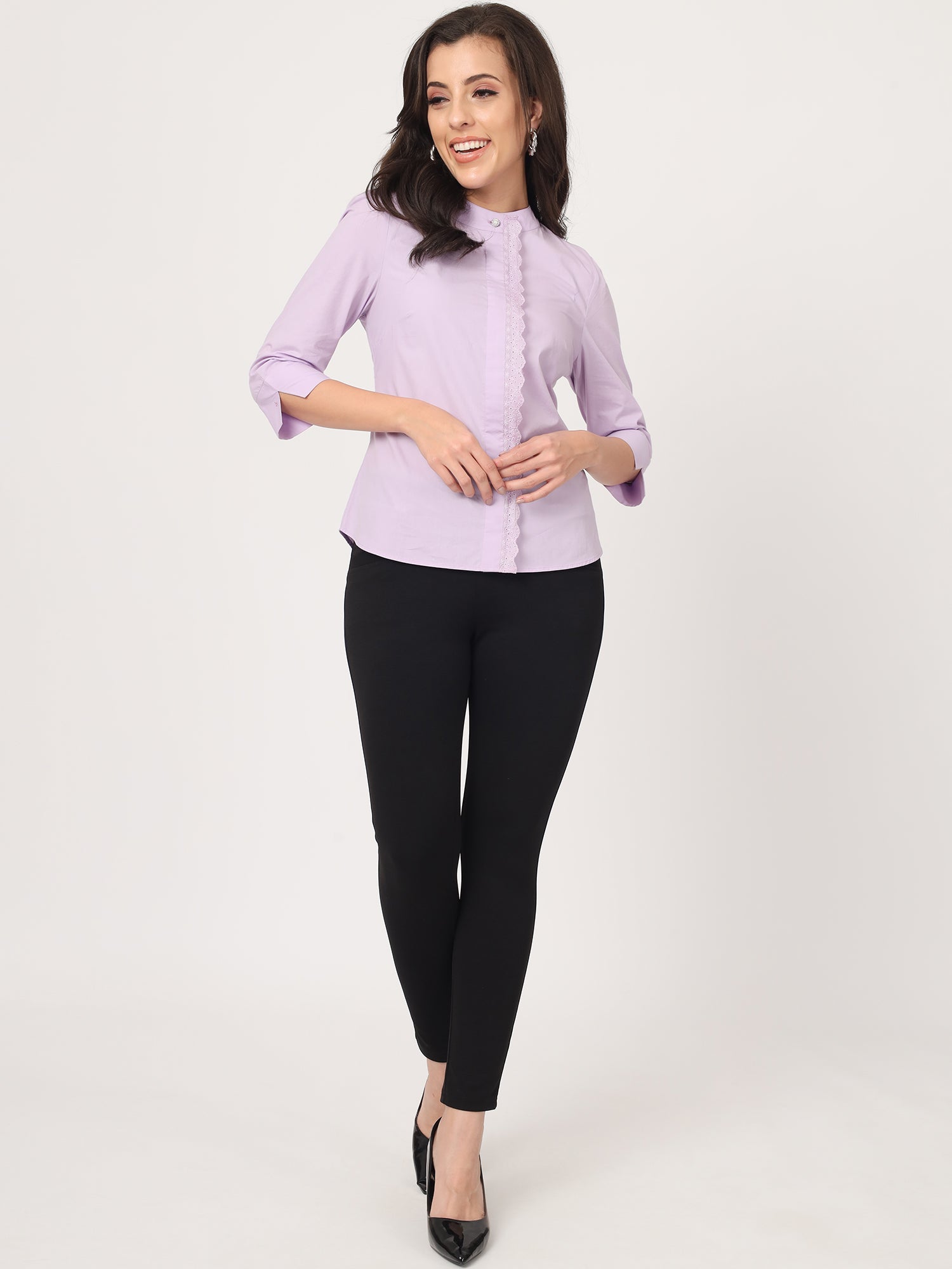Beatnik Cotton Mandarin Collar Shirt Beatnik India