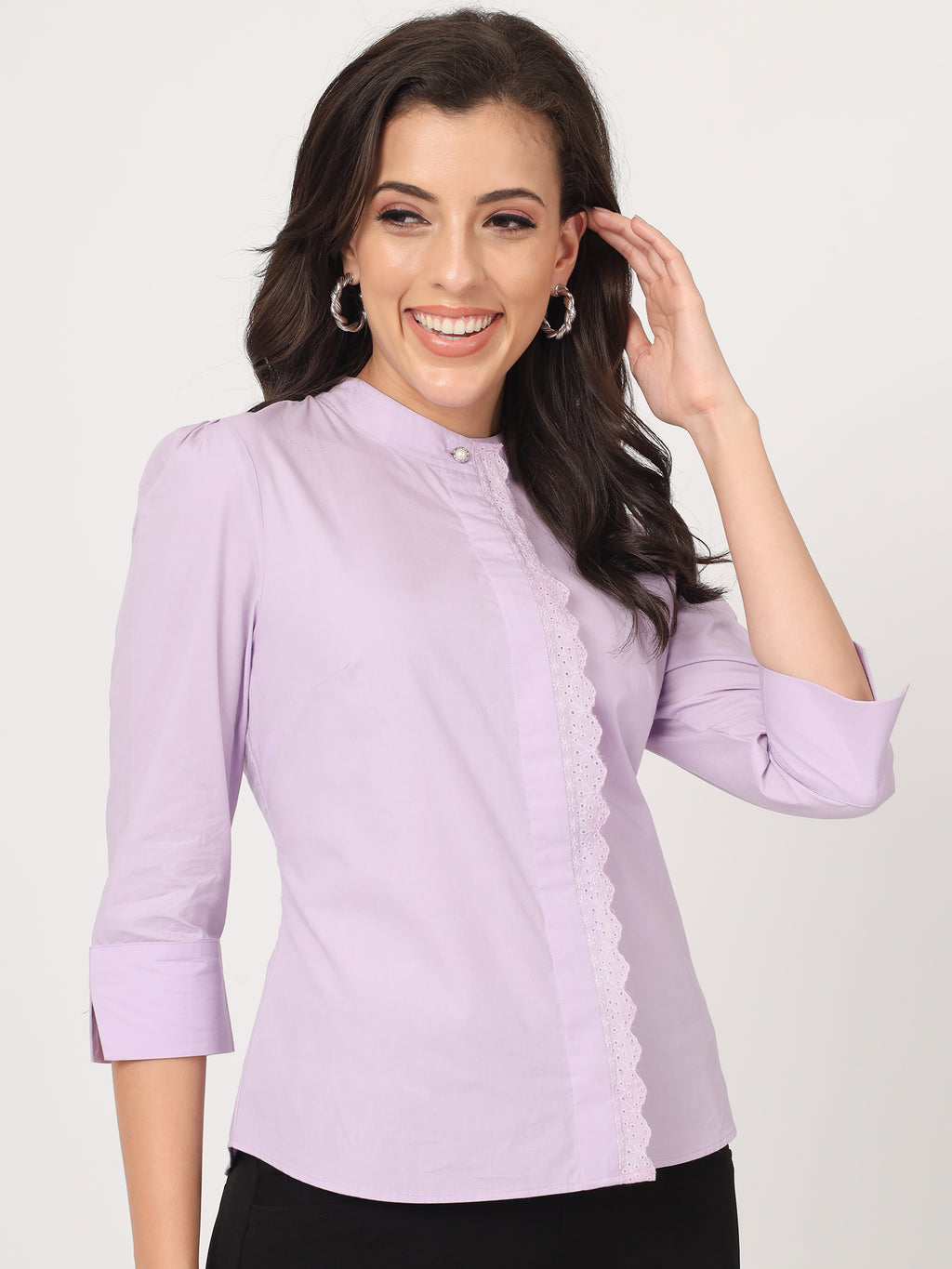 Beatnik Cotton Mandarin Collar Shirt Beatnik India