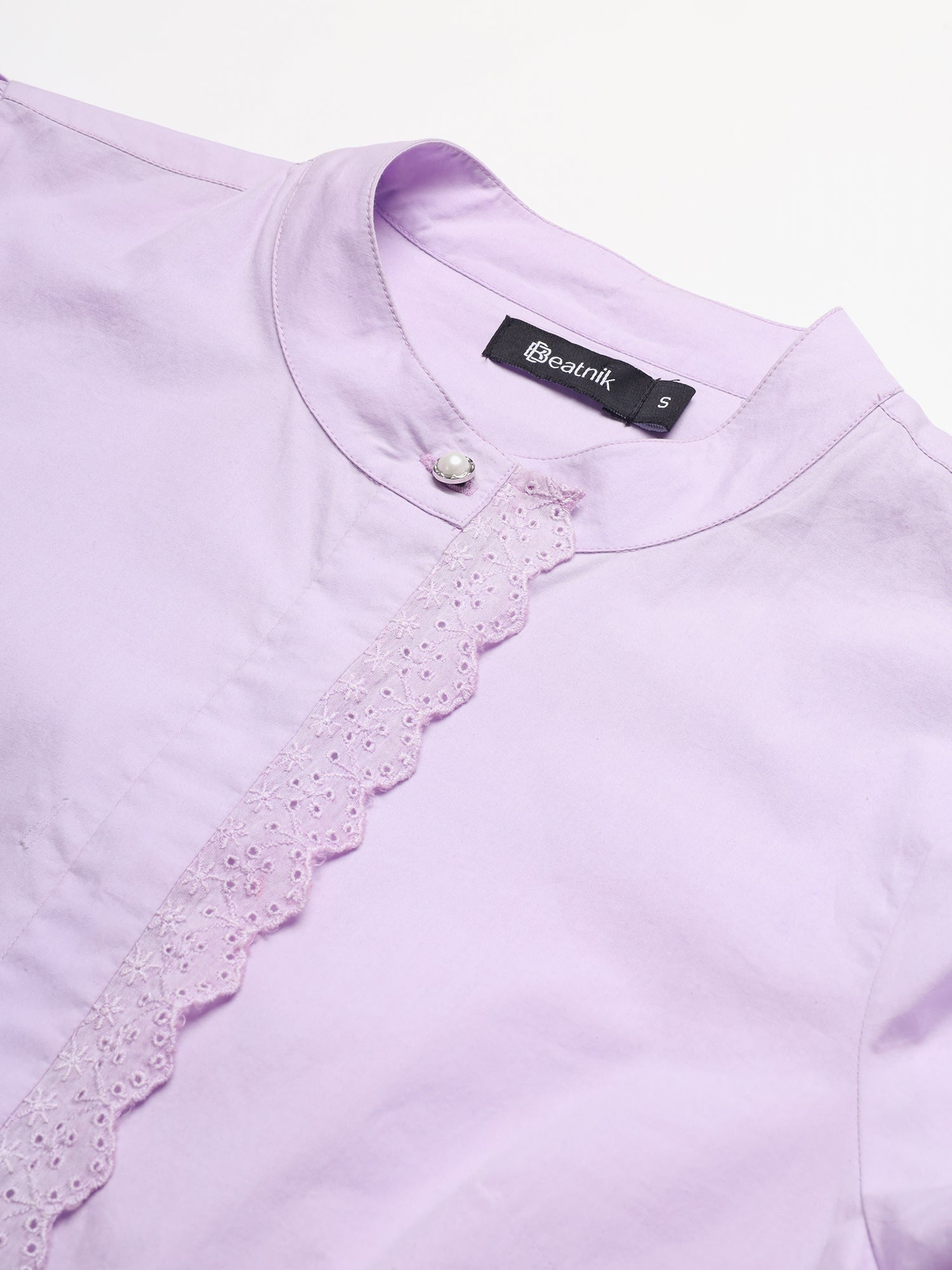 Beatnik Cotton Mandarin Collar Shirt Beatnik India