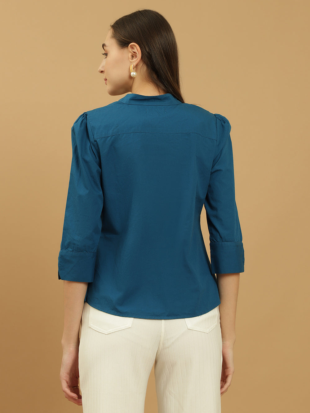 Beatnik Cotton Mandarin Collar Shirt Beatnik India