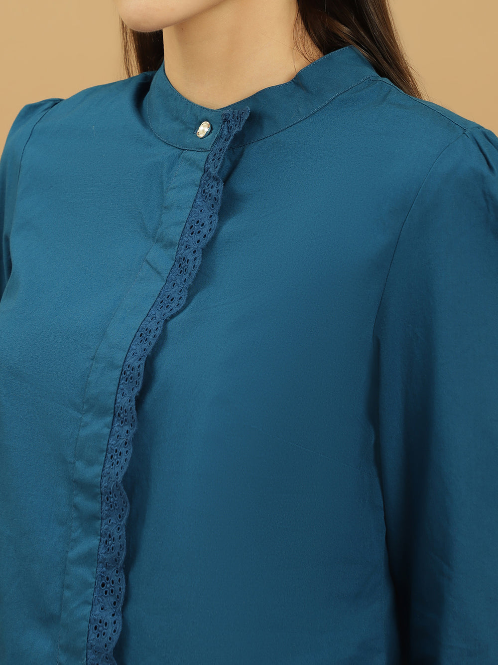 Beatnik Cotton Mandarin Collar Shirt Beatnik India