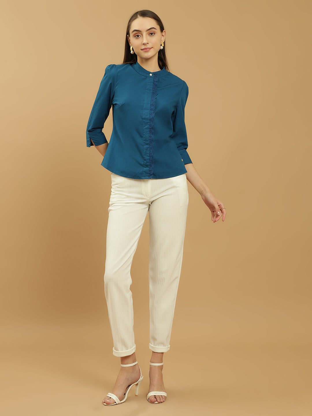 Beatnik Cotton Mandarin Collar Shirt Beatnik India