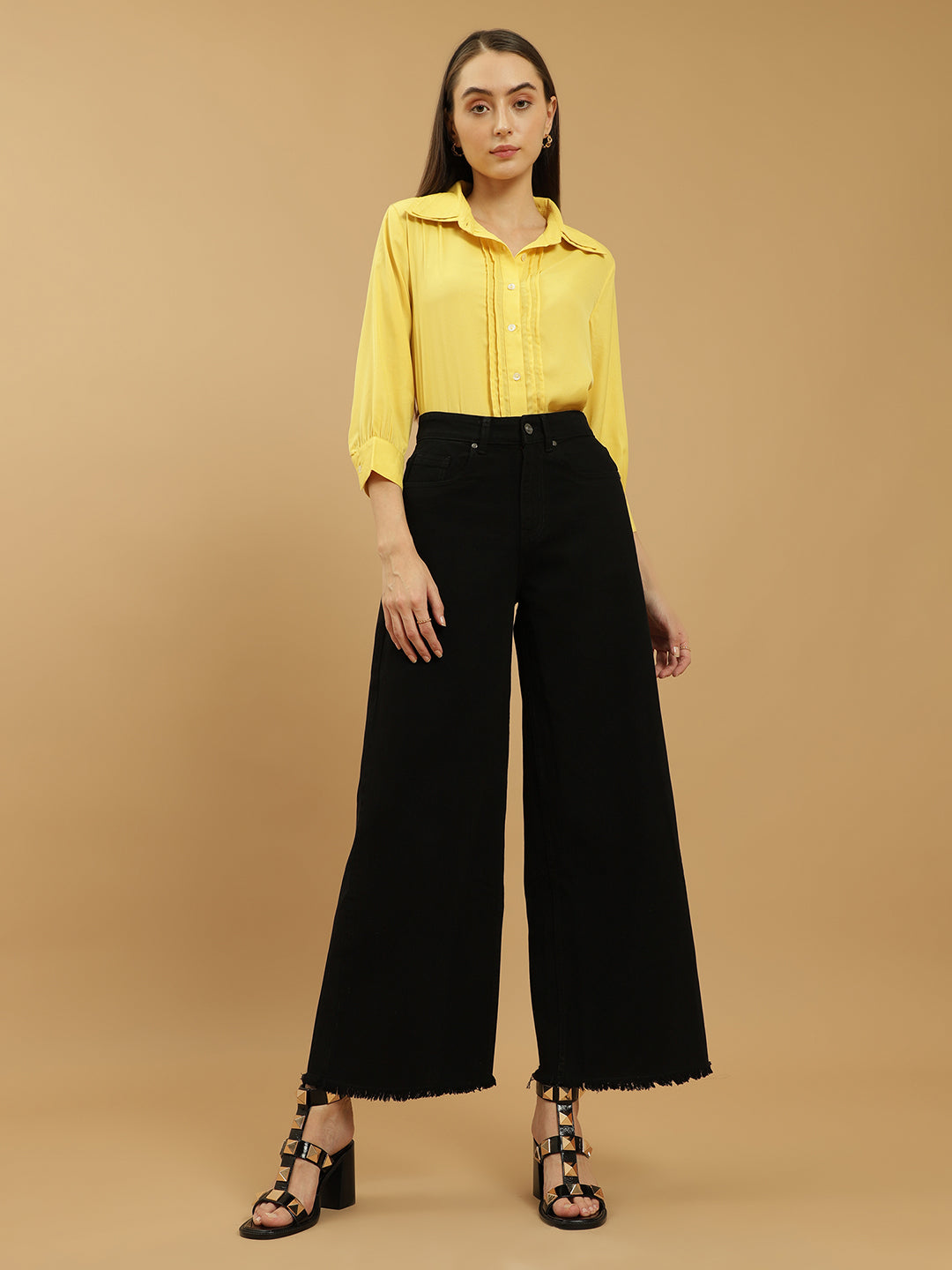 Beatnik Spread Collar Pleated Shirt Beatnik India