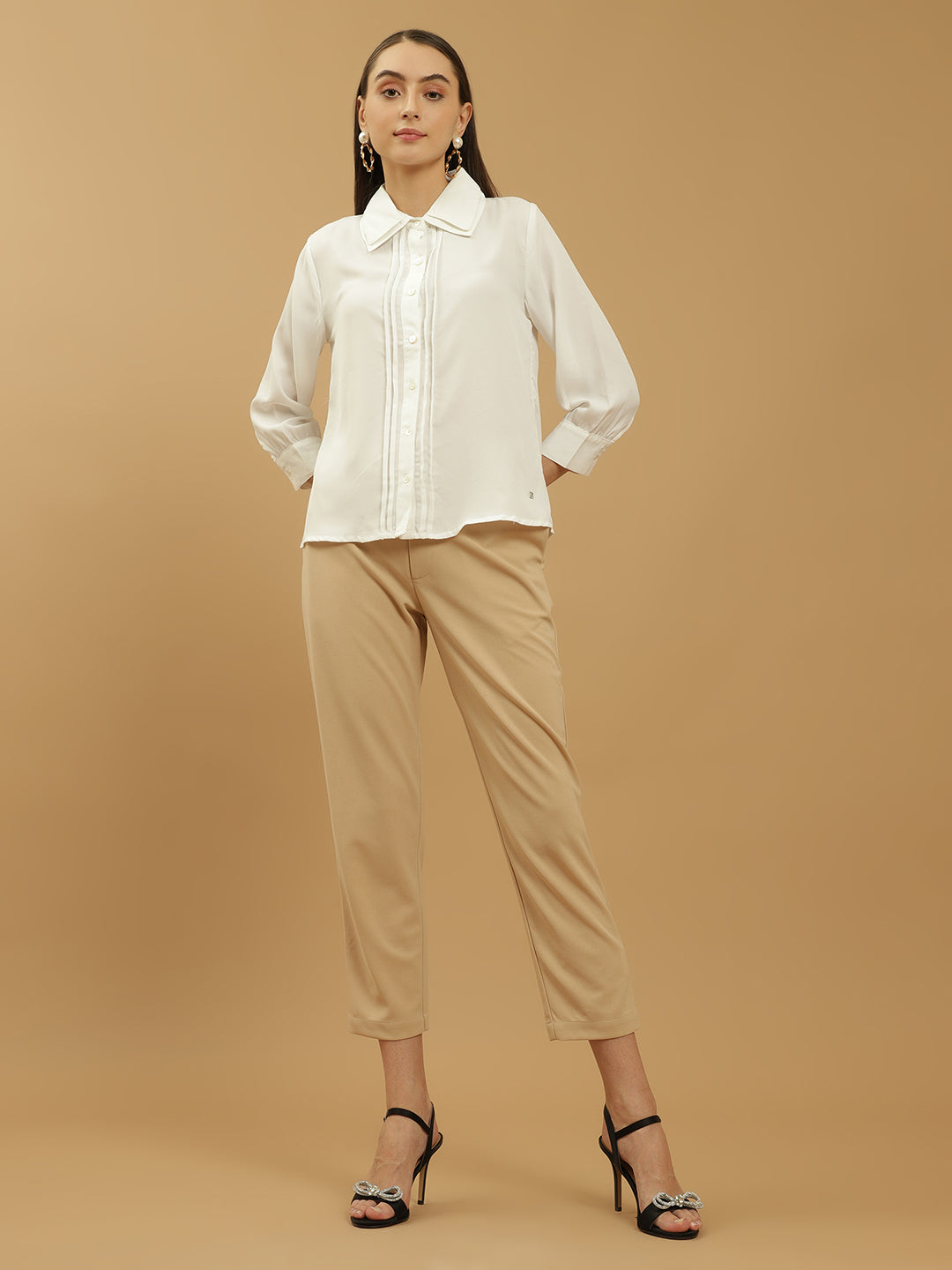 Beatnik Spread Collar Pleated Shirt Beatnik India