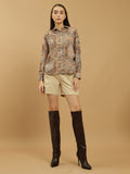 Beatnik Regular Printed Full Sleeve Yellow Women Western Shirt