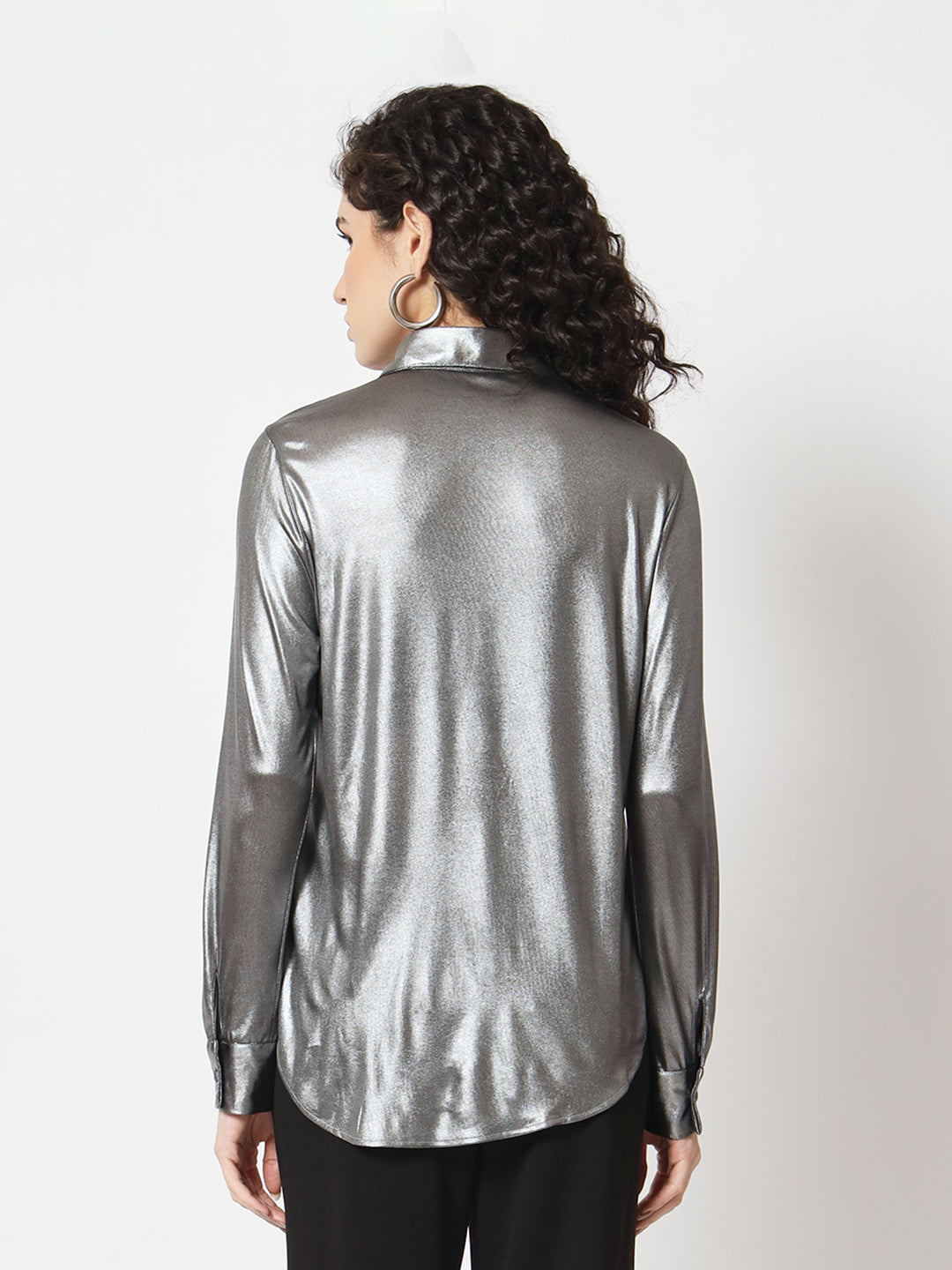 BeatnikParty wear Full Sleeve Silver Women Shirt