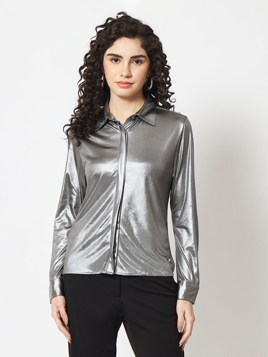 BeatnikParty wear Full Sleeve Silver Women Shirt