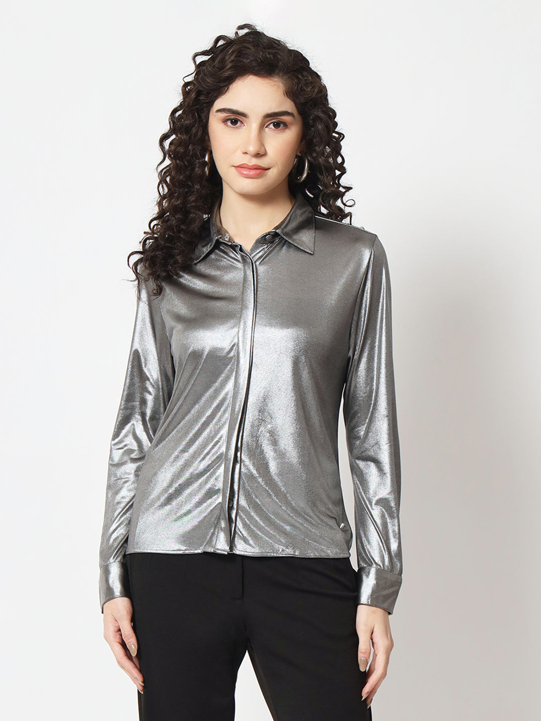 BeatnikParty wear Full Sleeve Silver Women Shirt