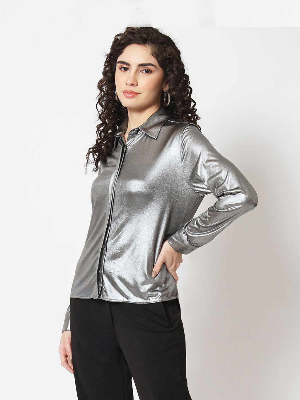 BeatnikParty wear Full Sleeve Silver Women Shirt