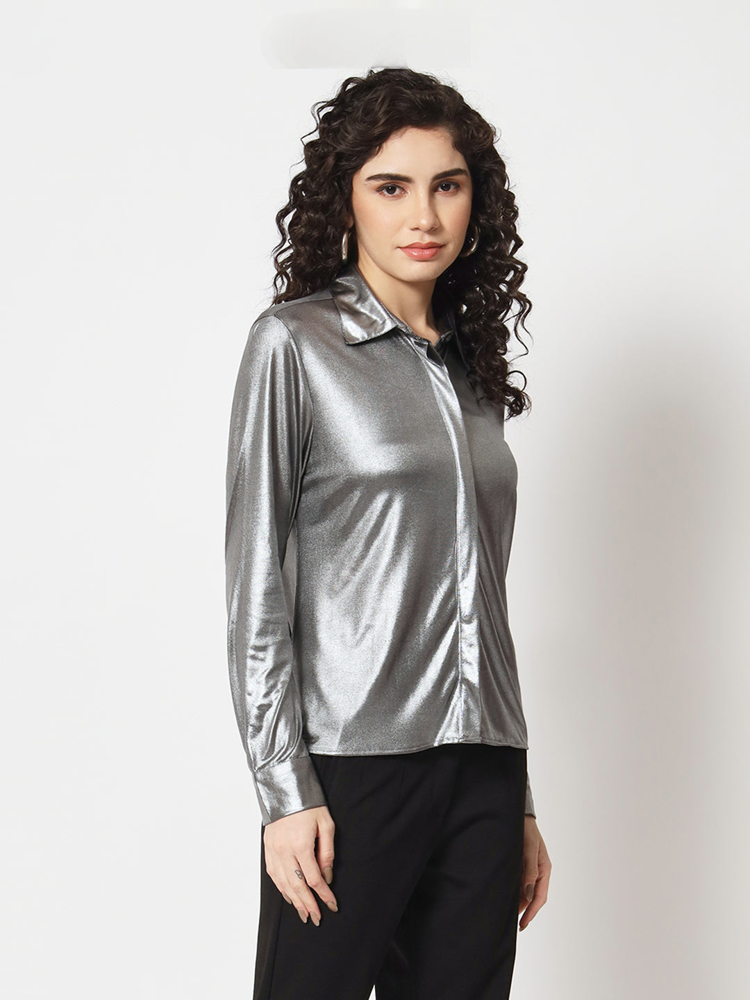 BeatnikParty wear Full Sleeve Silver Women Shirt