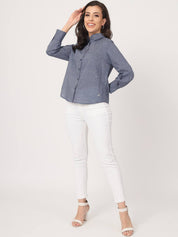 Beatnik Navy Blue Western  Womens Shirt Beatnik India