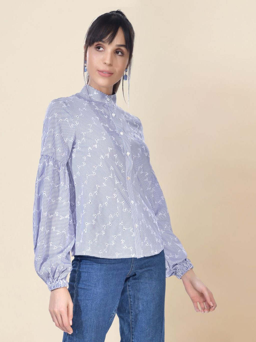 Beatnik Stripes Casual Wear Full Sleeve Western Shirt Beatnik India