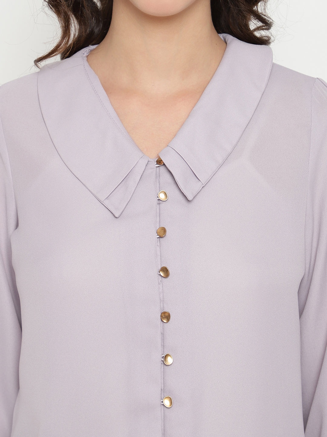 Beatnik Metallic Buttons with Peter Pan Collar Shirt Beatnik India