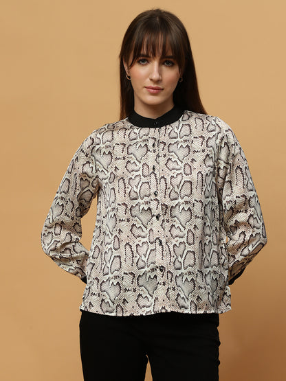 Beatnik Spread Collar Full Sleeve Western Satin White Womens Shirt Beatnik India