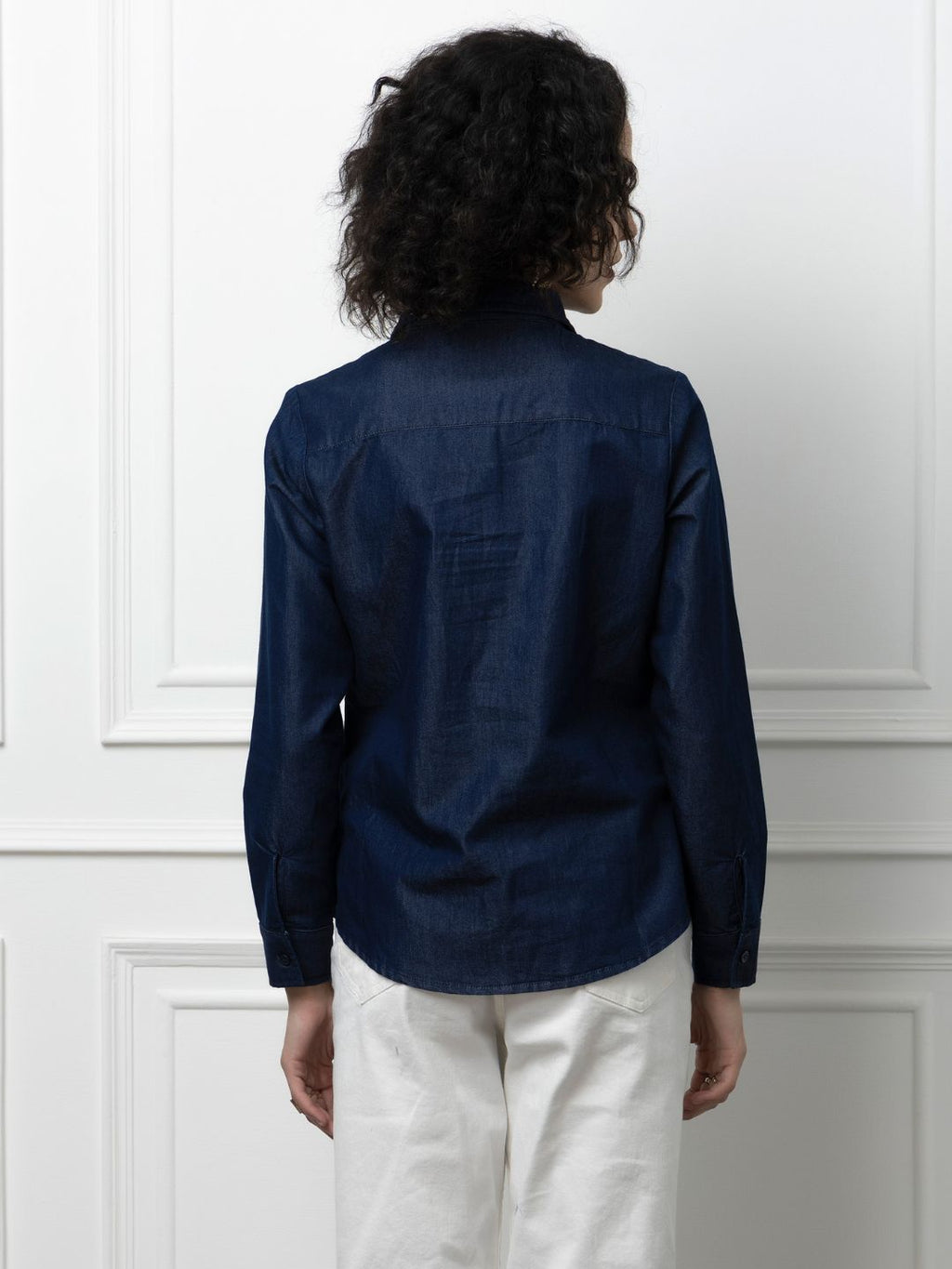 Beatnik Denim Dark Blue Button-Down Collar Womens Formal Shirt Beatnik India