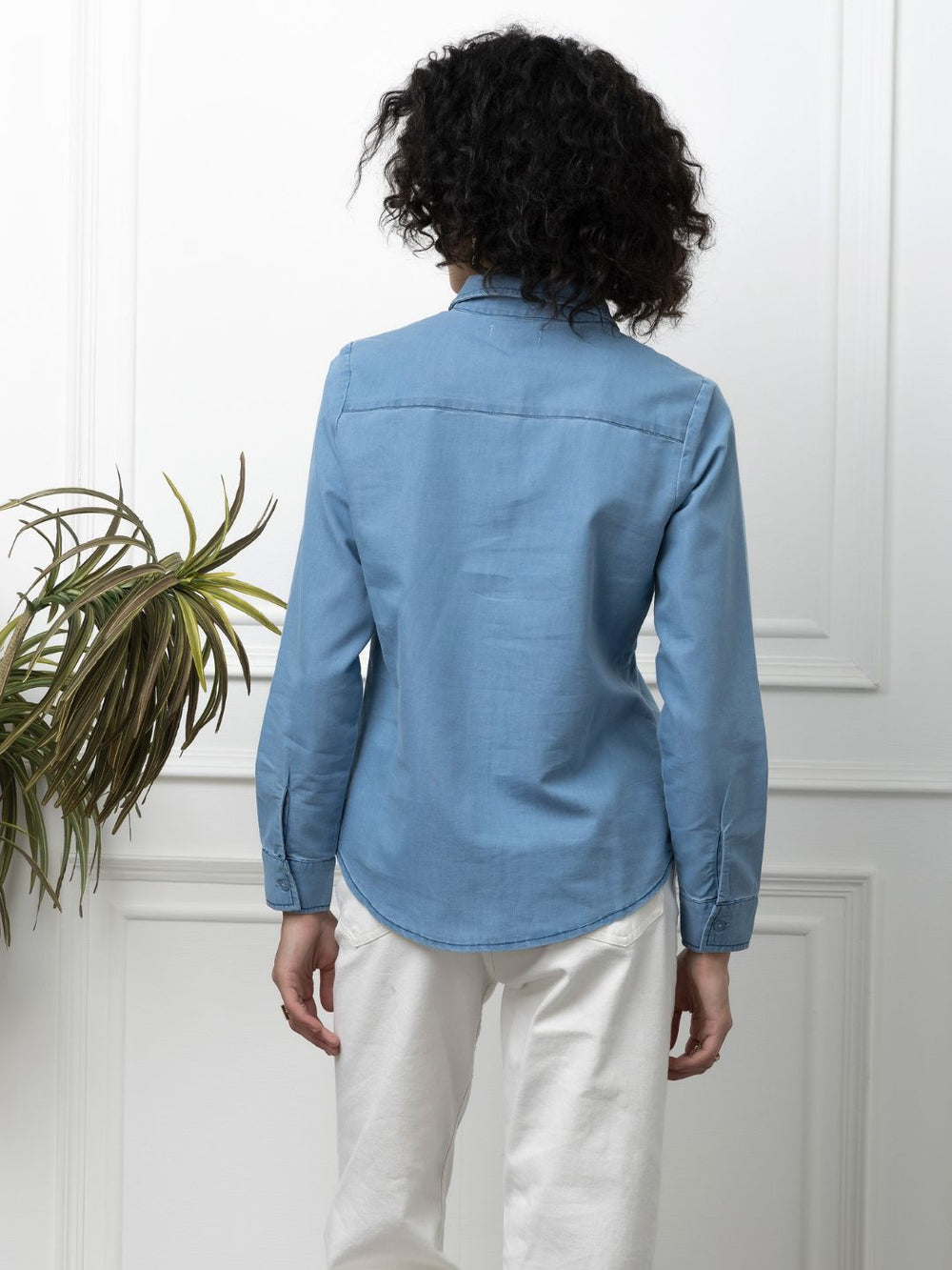 Beatnik Denim Light Blue Button-Down Collar Womens Formal Shirt Beatnik India