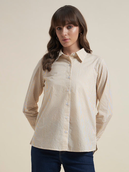 All-Day Comfort Yellow Striped Western Shirt