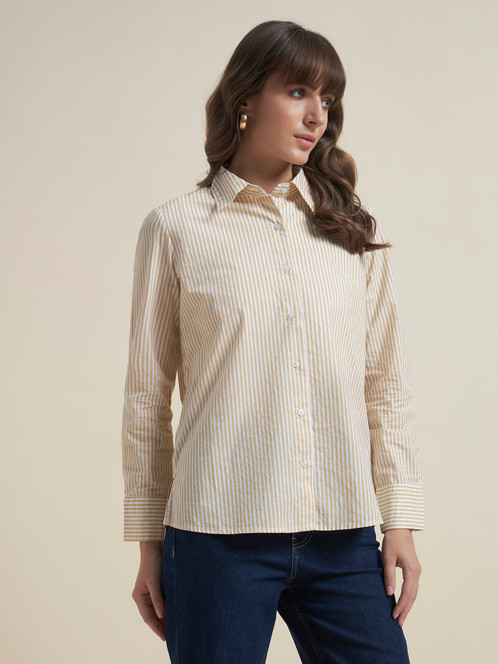 All-Day Comfort Yellow Striped Western Shirt