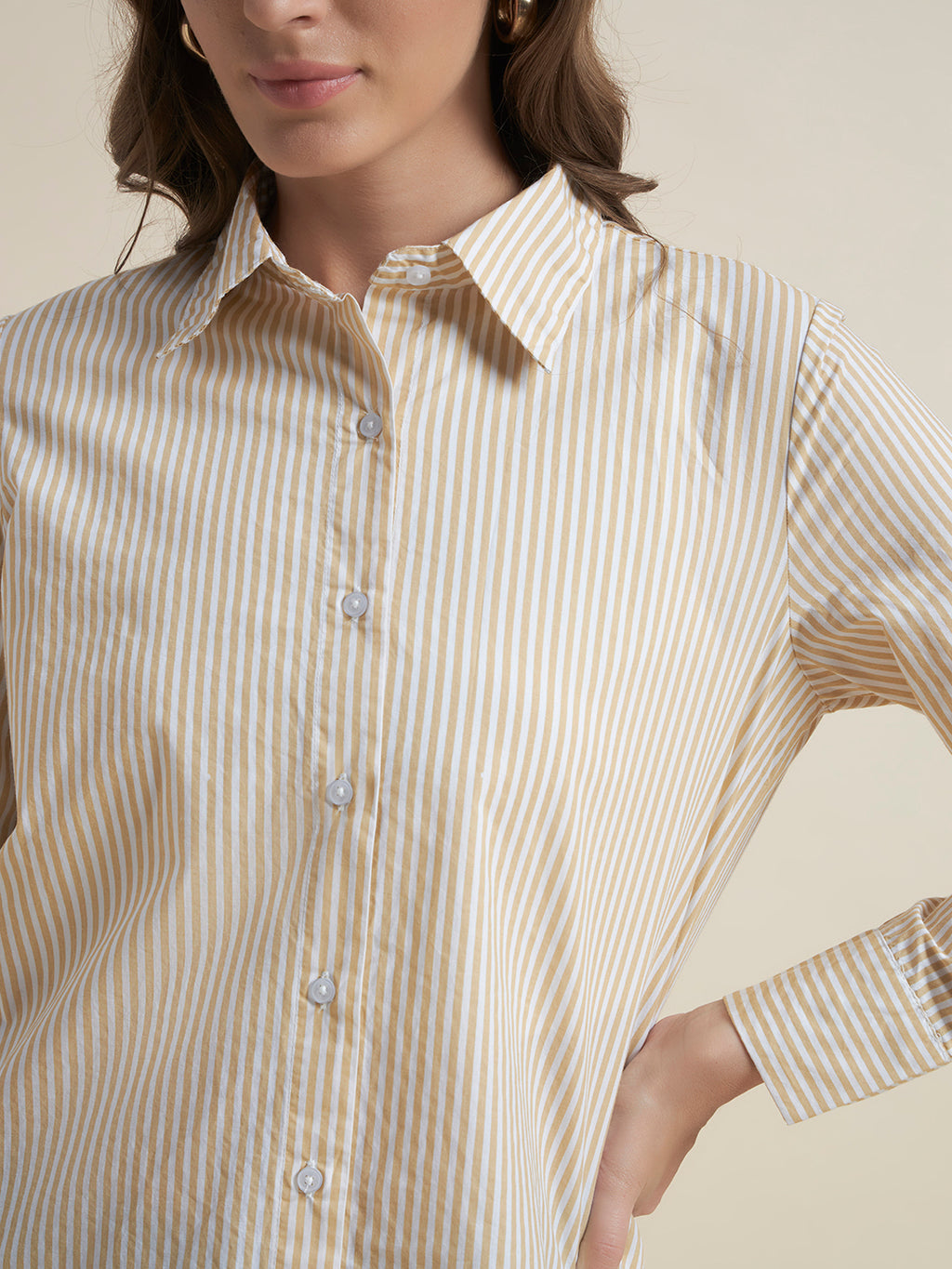All-Day Comfort Yellow Striped Western Shirt