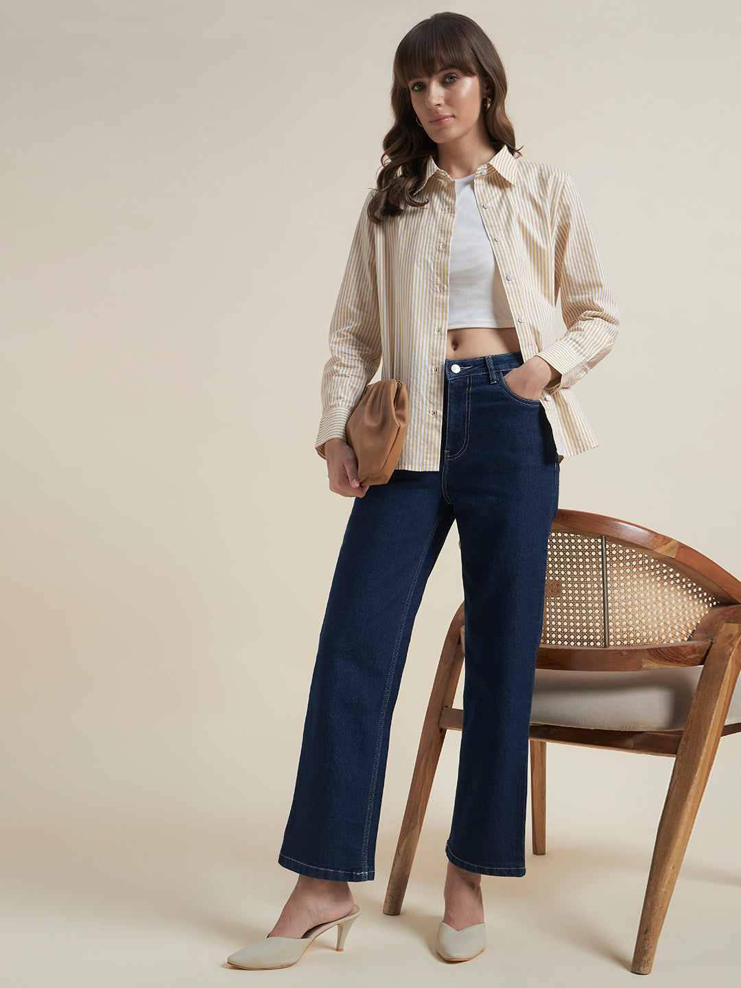 All-Day Comfort Yellow Striped Western Shirt