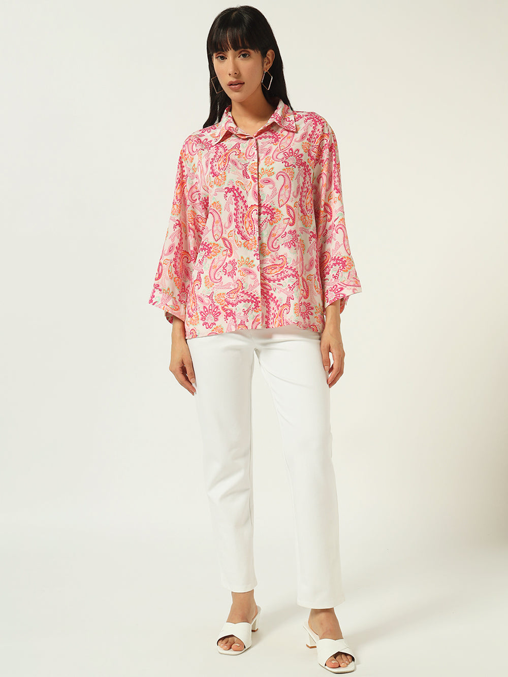 Beatnik’s Pink Printed Chic Statement Western Shirt