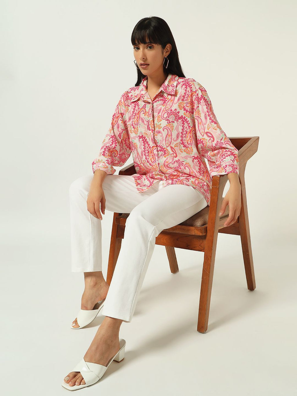 Beatnik’s Pink Printed Chic Statement Western Shirt