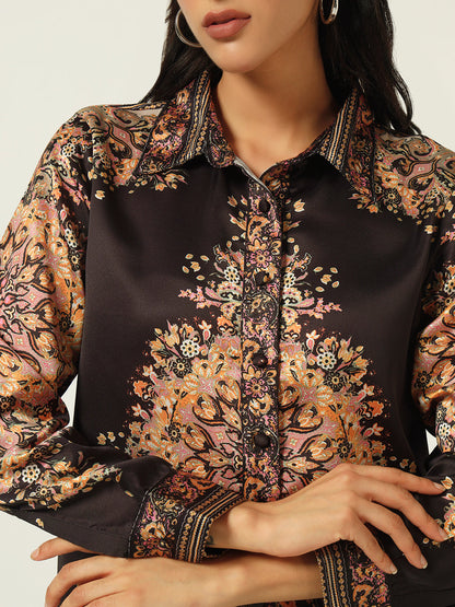 Beatnik Black Placement Western Shirt