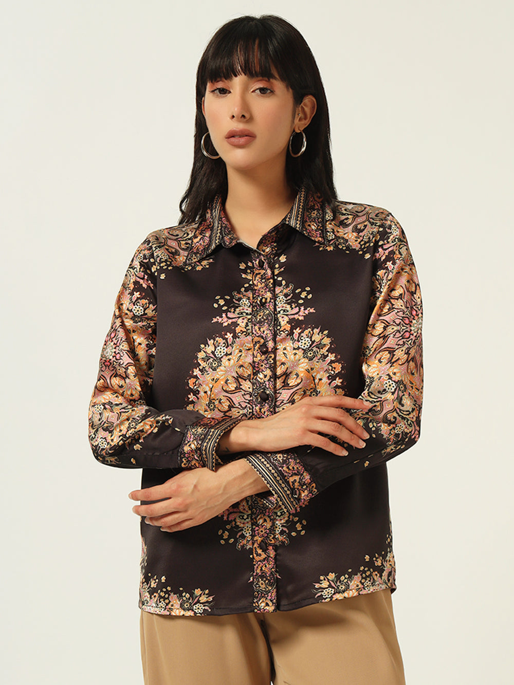 Beatnik Black Placement Western Shirt