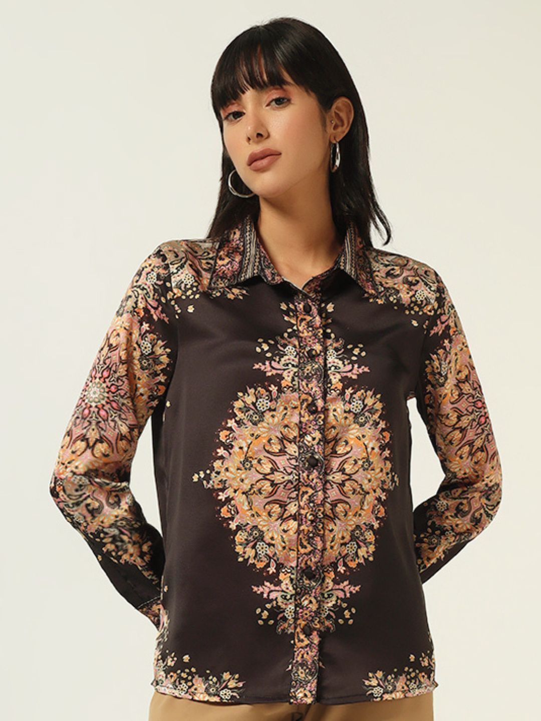 Beatnik Black Placement Western Shirt