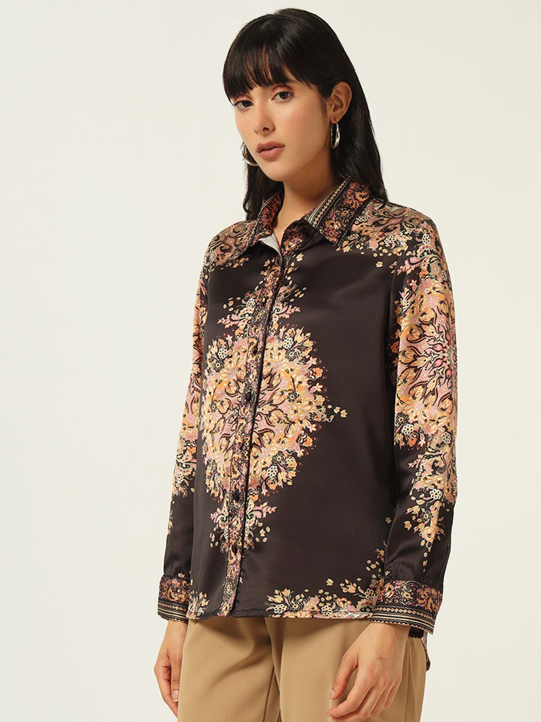 Beatnik Black Placement Western Shirt