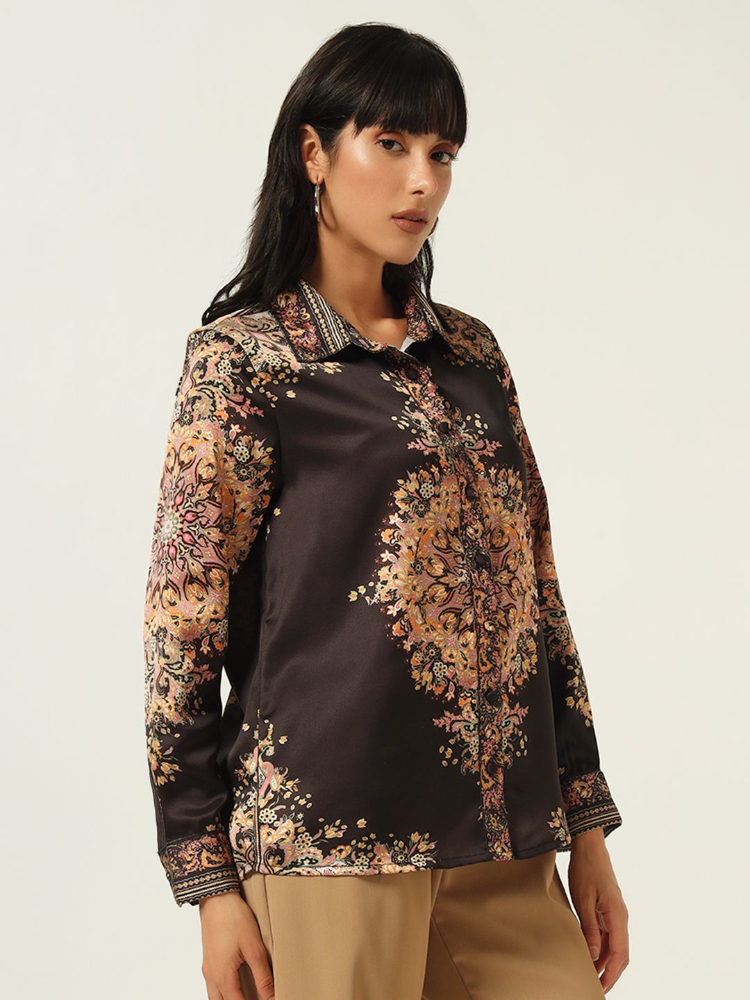 Beatnik Black Placement Western Shirt