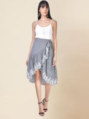 Beatnik Checkered Casual Wear High-Rise Wrap Skirts Beatnik India