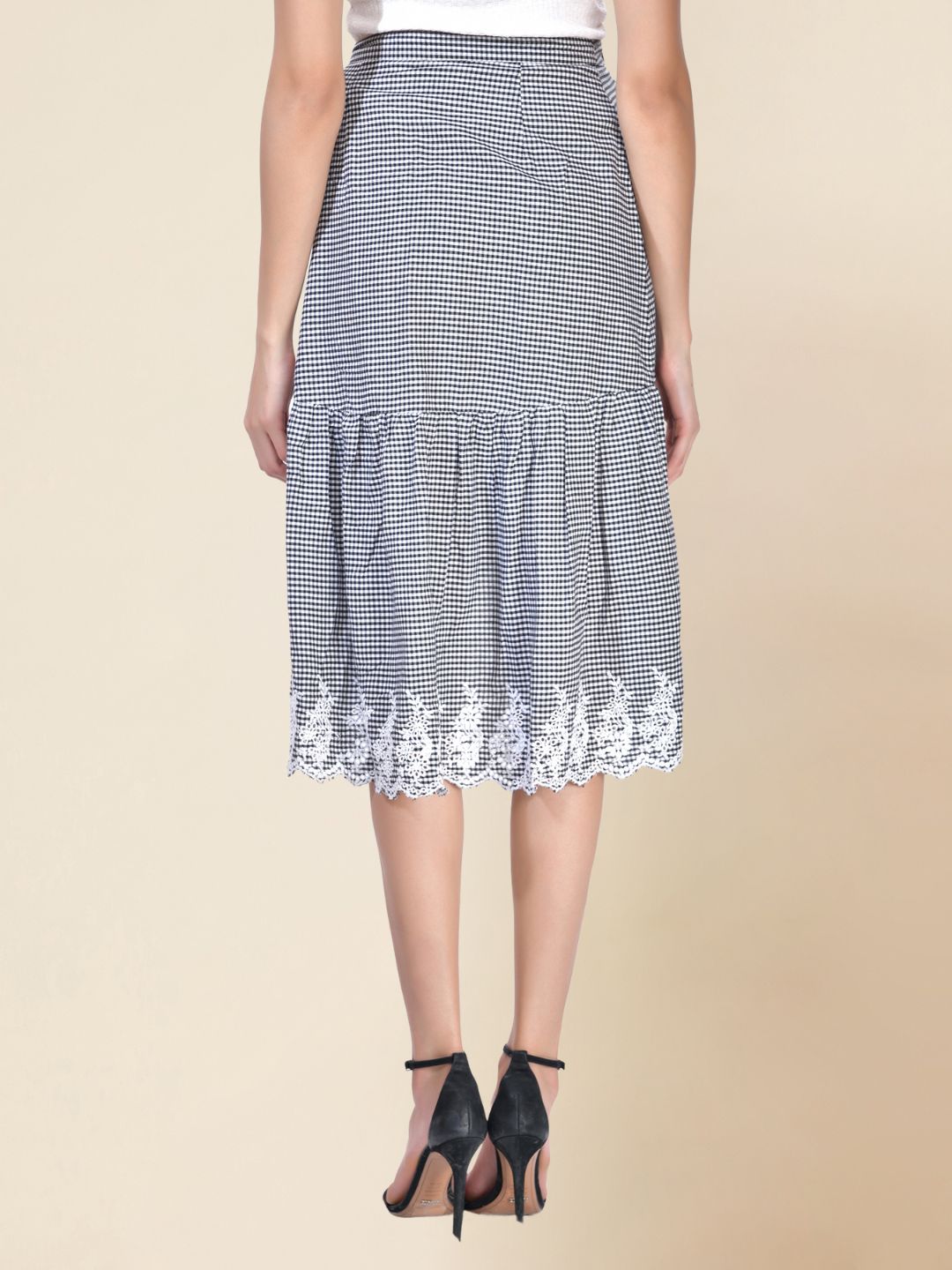 Beatnik Checkered Casual Wear High-Rise Wrap Skirts Beatnik India