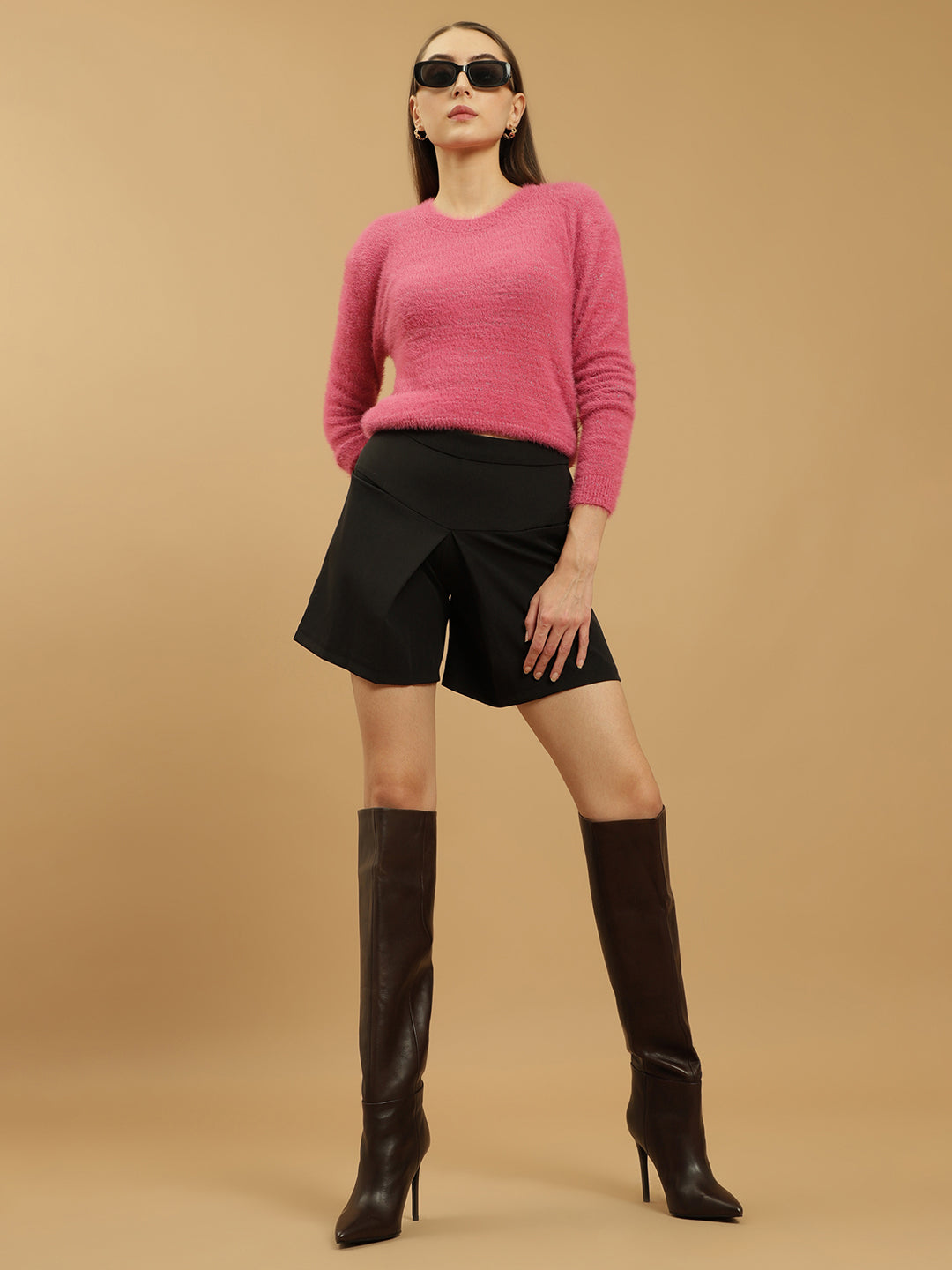 Beatnik Hot Above Knee Black Womens Shorts Beatnik India