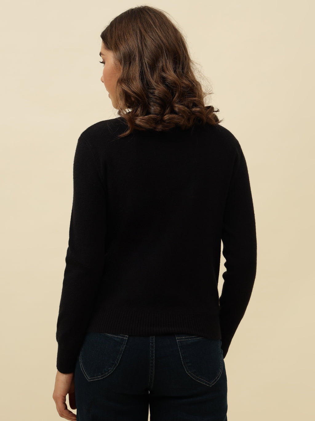 Cardigan Black High Neck Full Sleeve Sweaters Beatnik