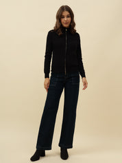 Cardigan Black High Neck Full Sleeve Sweaters Beatnik