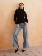 Pull Over Black Sweaters Beatnik