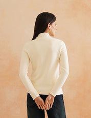 Cozy Turtle Neck Acrylic Off White Sweater for Women Beatnik