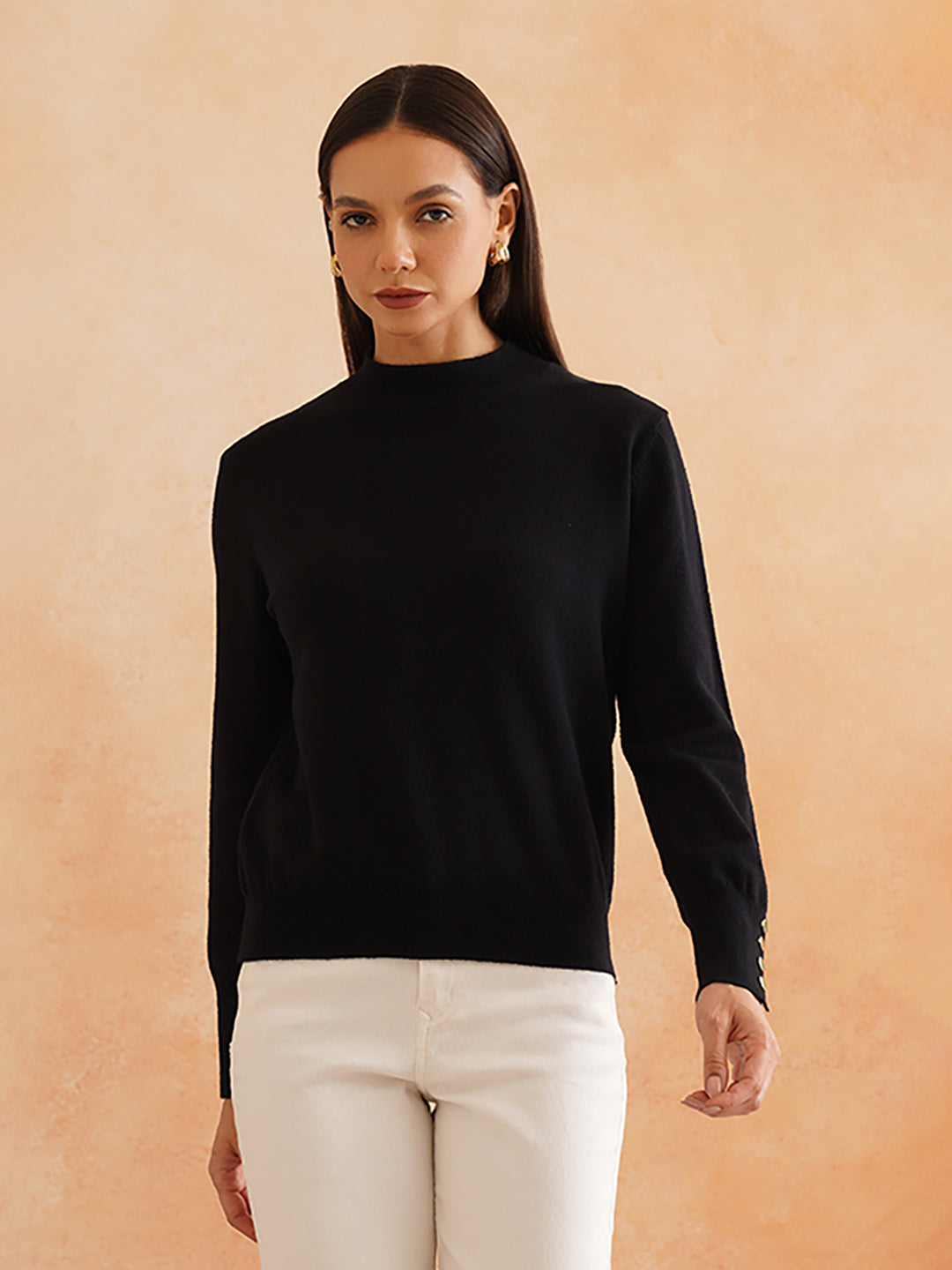 Black Pull Over Full Sleeve Sweaters Beatnik
