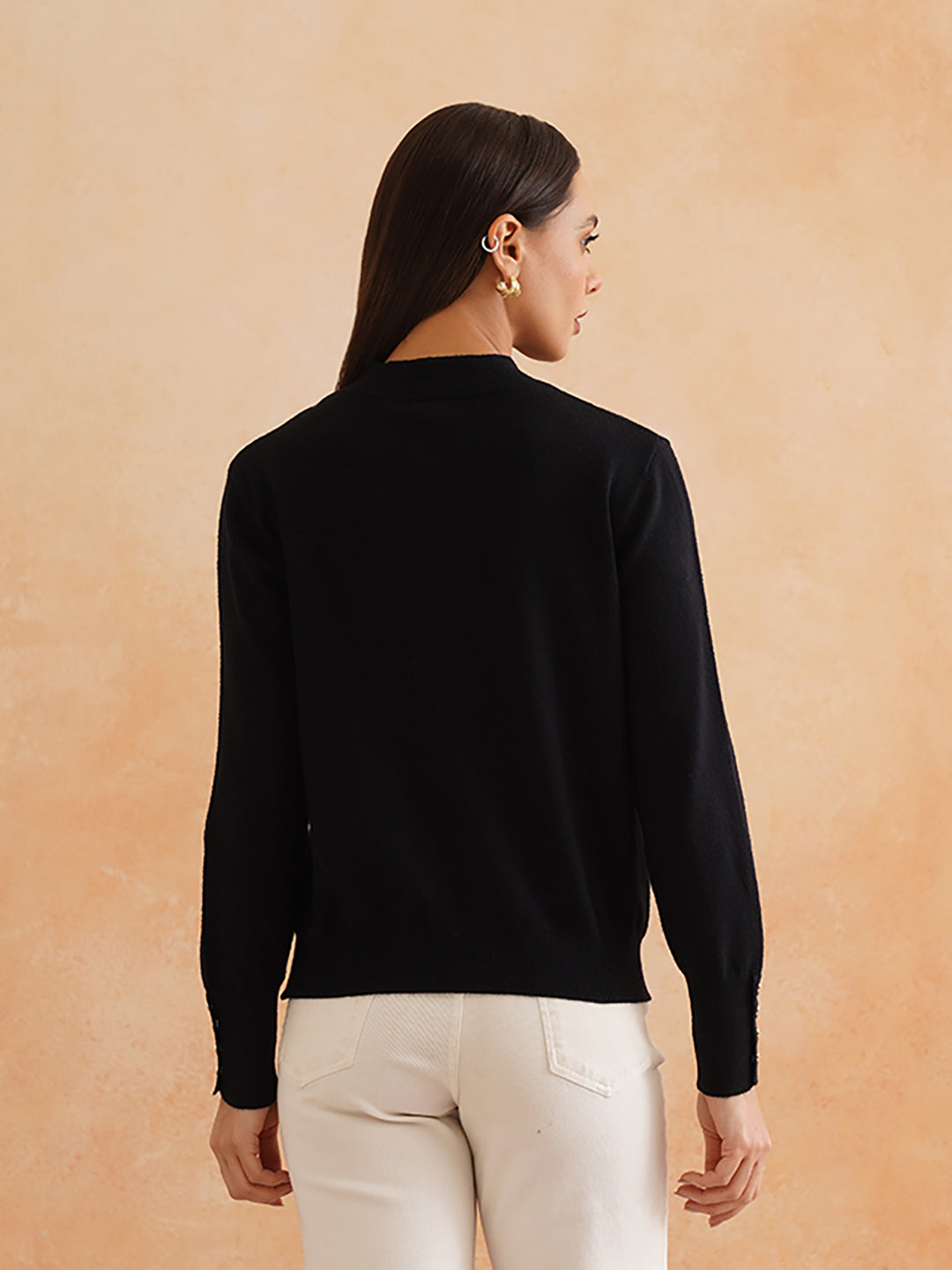Black Pull Over Full Sleeve Sweaters Beatnik