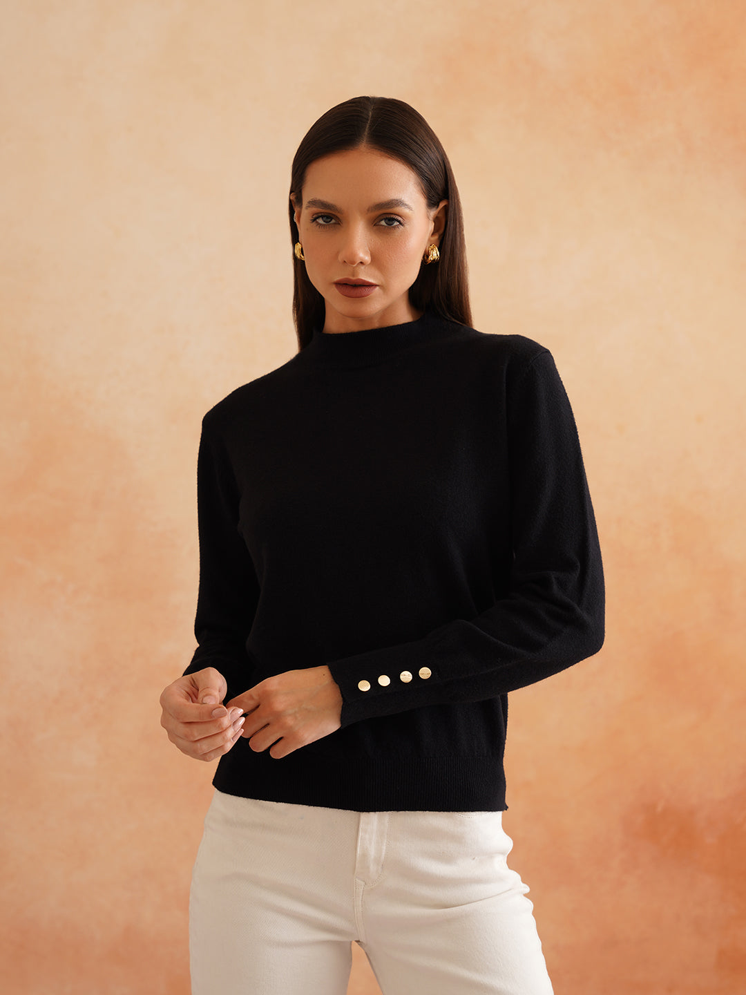 Black Pull Over Full Sleeve Sweaters Beatnik