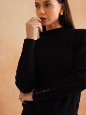 Black Pull Over Full Sleeve Sweaters Beatnik