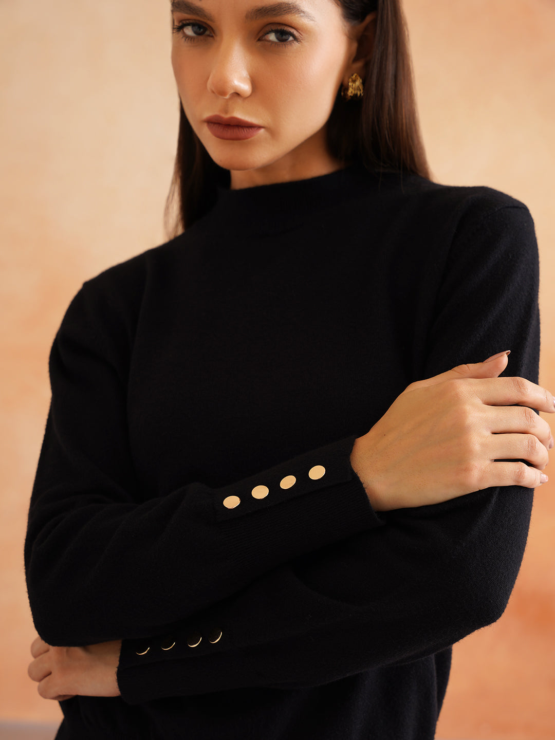 Black Pull Over Full Sleeve Sweaters Beatnik