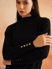 Black Pull Over Full Sleeve Sweaters Beatnik